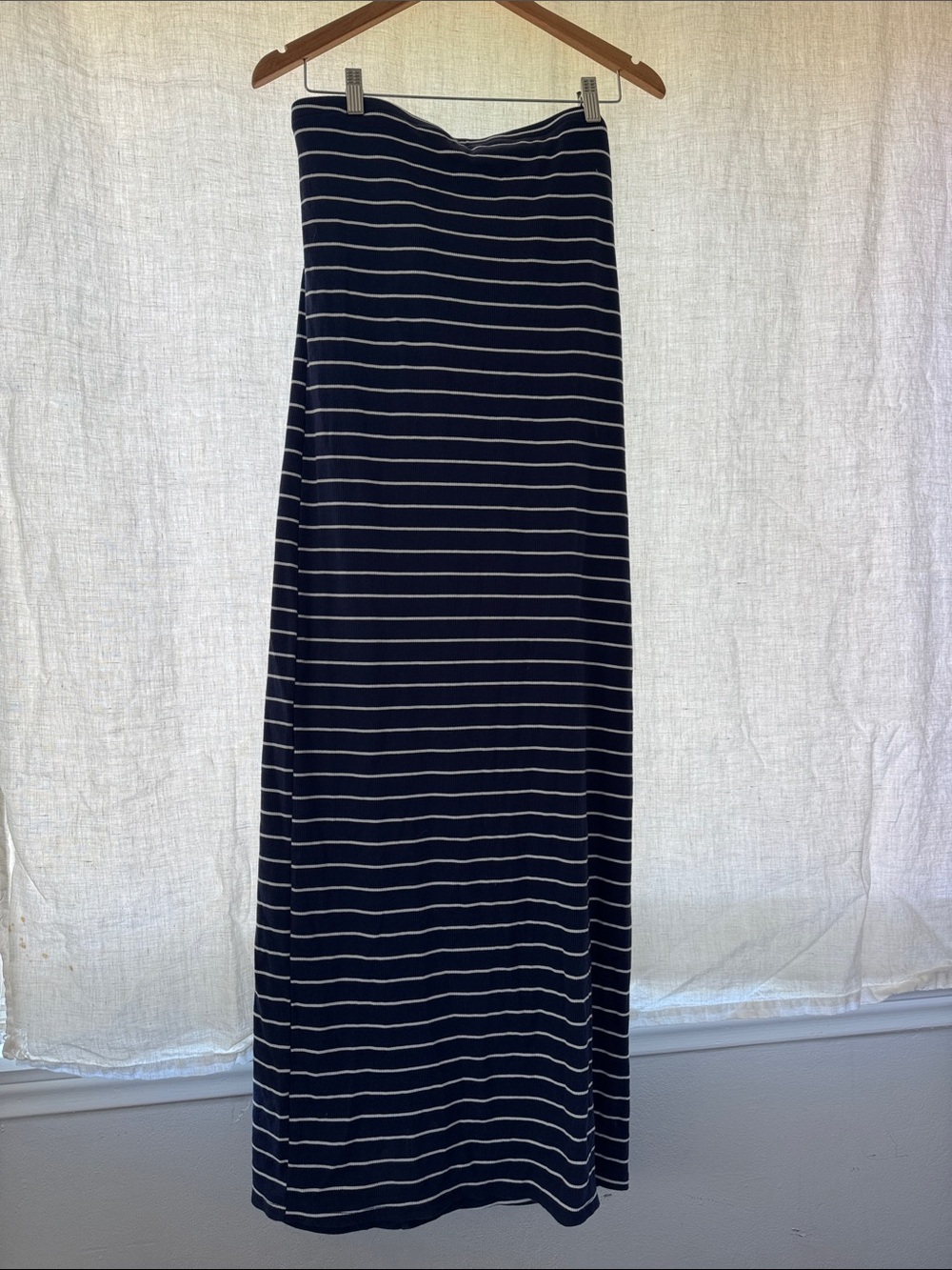 a new day Navy and White Striped Maxi Skirt